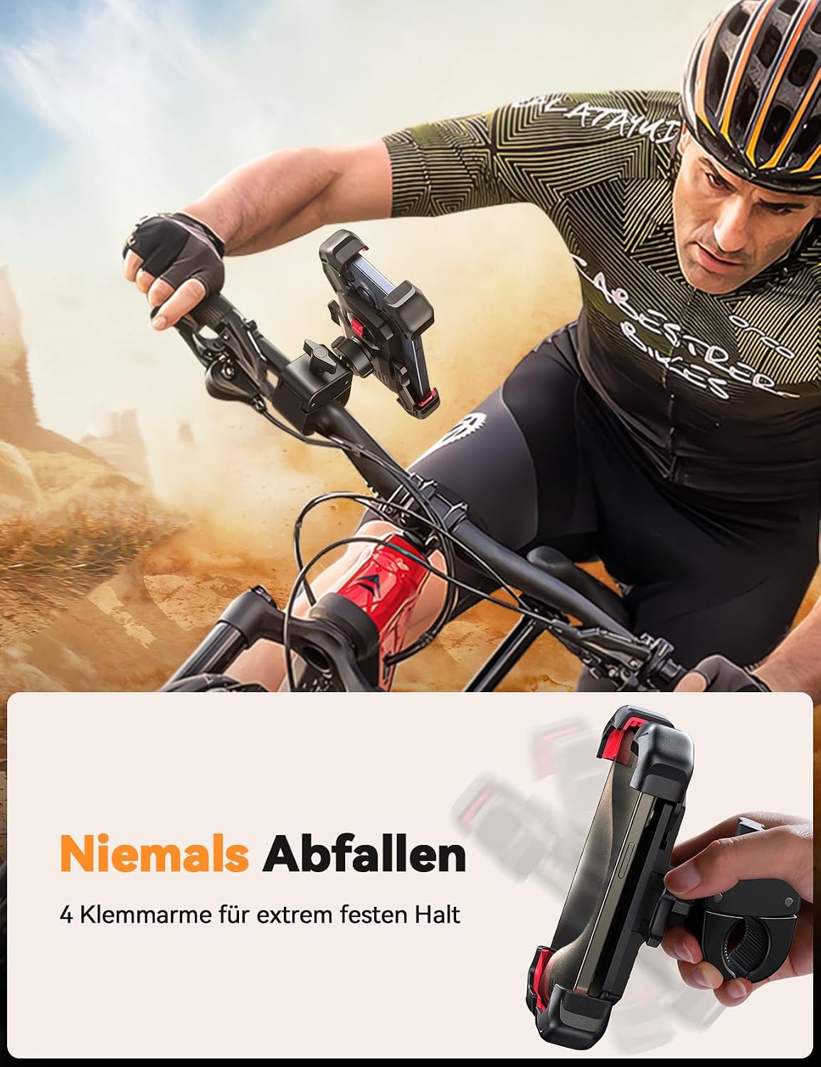 Handyhalterung Fahrrad Lenker 360° drehbar Autolock Smartphone Halter