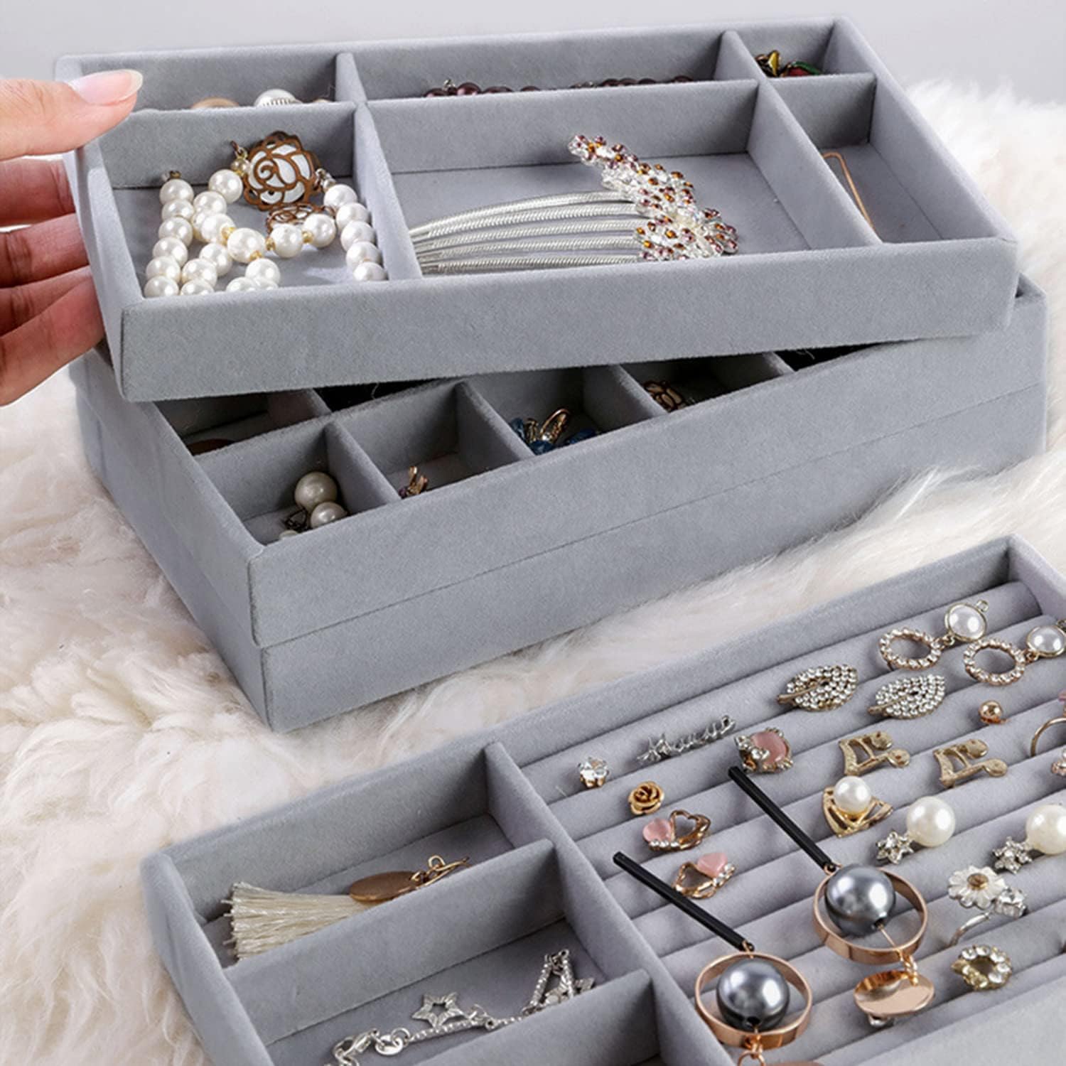Schmuckorganizer Schublade Schmucktabletts Einsaetze Aufbewahrung fuer Ringe