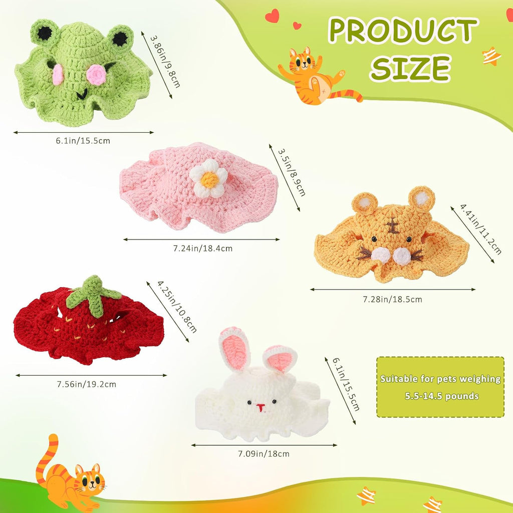 5er Set verstellbare Haustiermuetzen fuer kleine Hunde und Katzen, Designmix