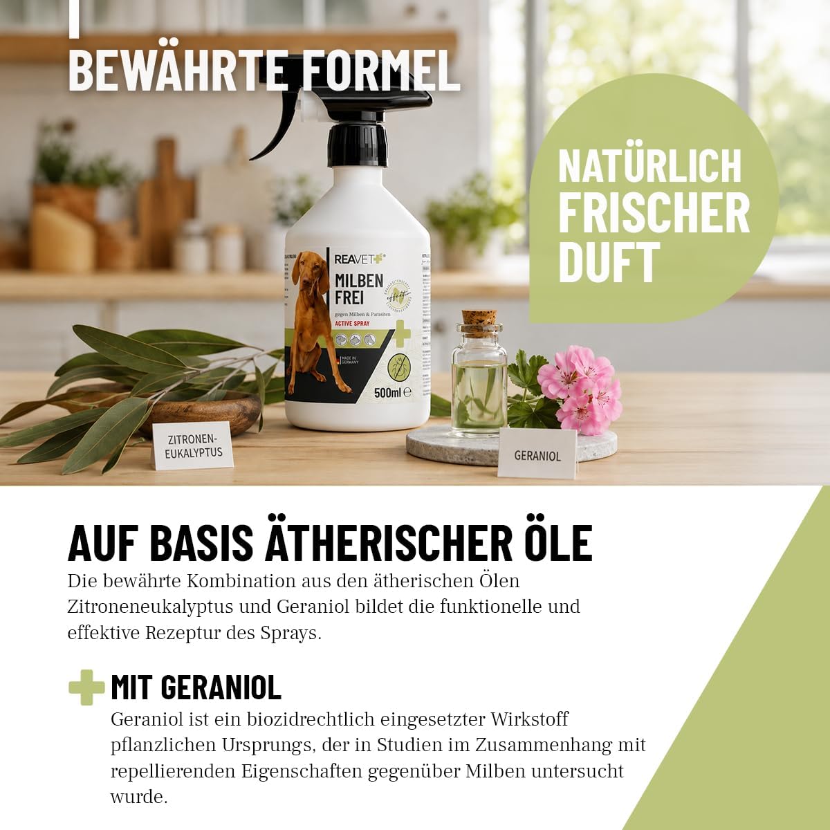 ReaVET Anti Milben-Spray 500 ml für Hunde Katzen Pferde gegen Milben Juckreiz