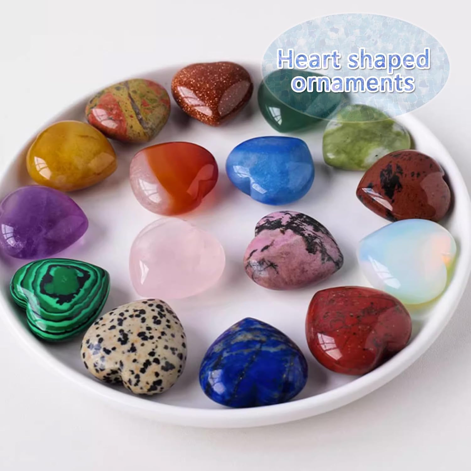 24er Set Herz Kristallsteine bunt Meditation Reiki Chakra Heilsteine