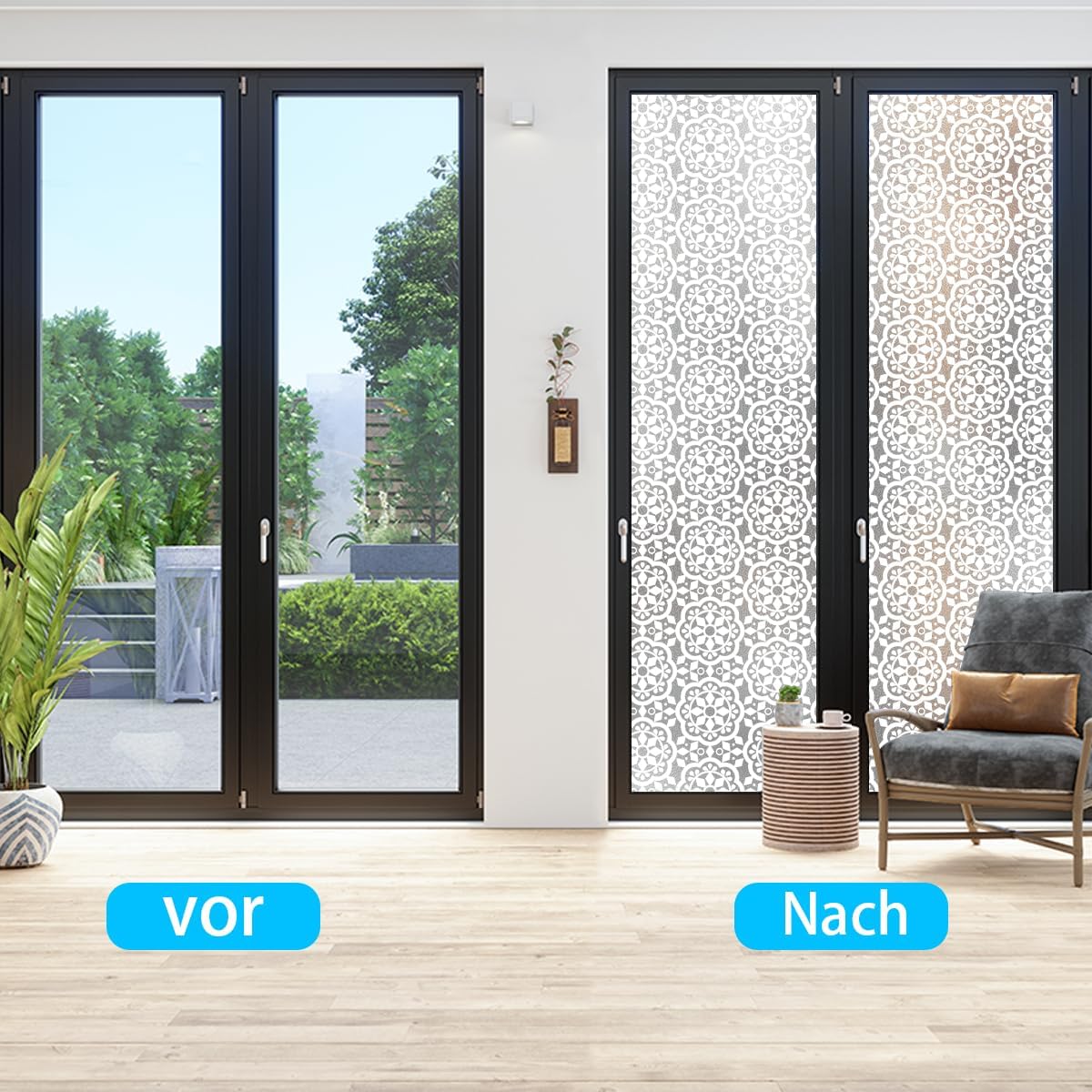 Niviy Sichtschutzfolie Schmetterling 59,5x200 cm statisch Milchglas Matt Weiss
