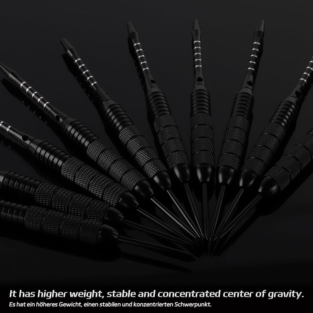 Cyeelife Steeldarts Metallspitze 22 g 12er Set mit 24 Flights und Sharpener
