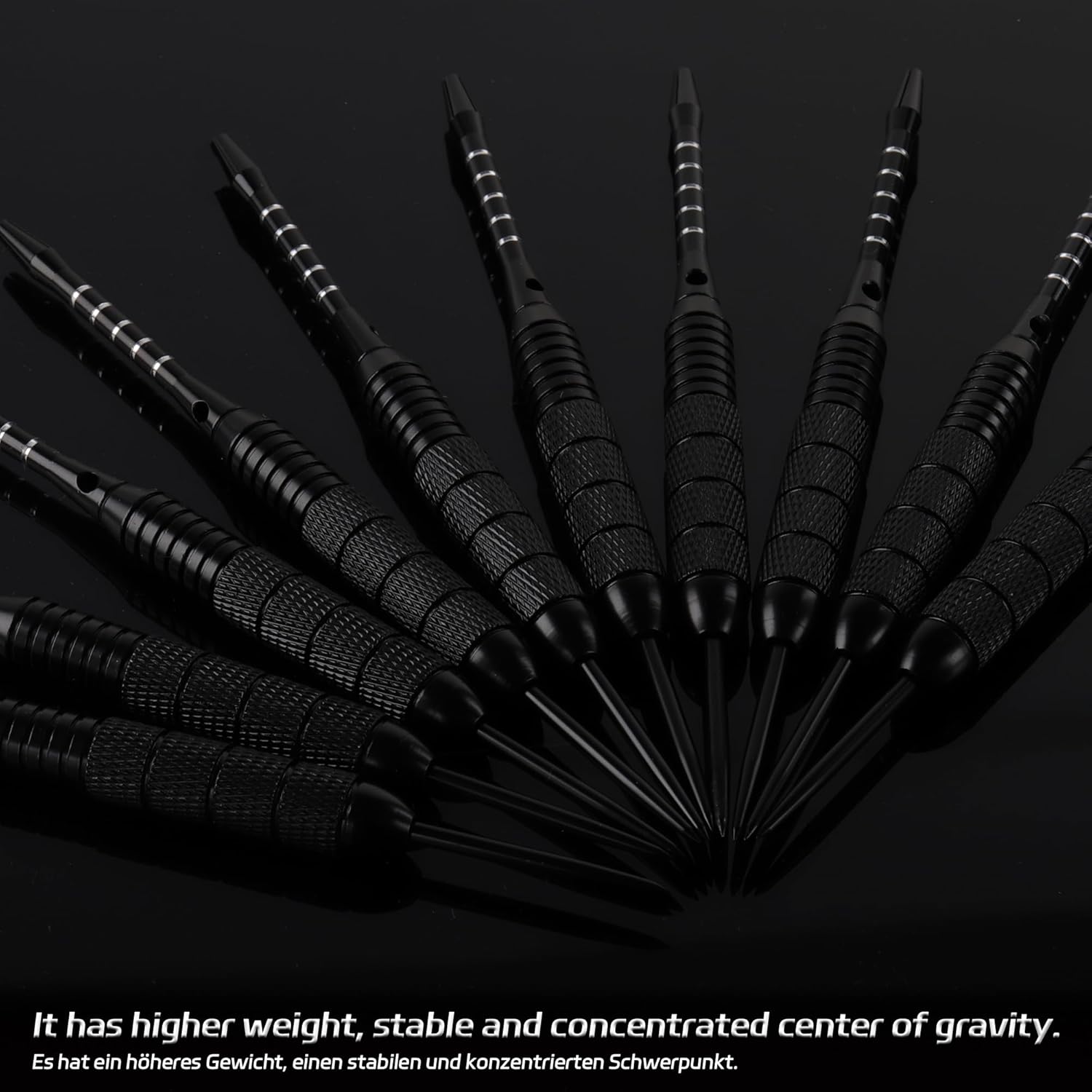 Cyeelife Steeldarts Metallspitze 22 g 12er Set mit 24 Flights und Sharpener