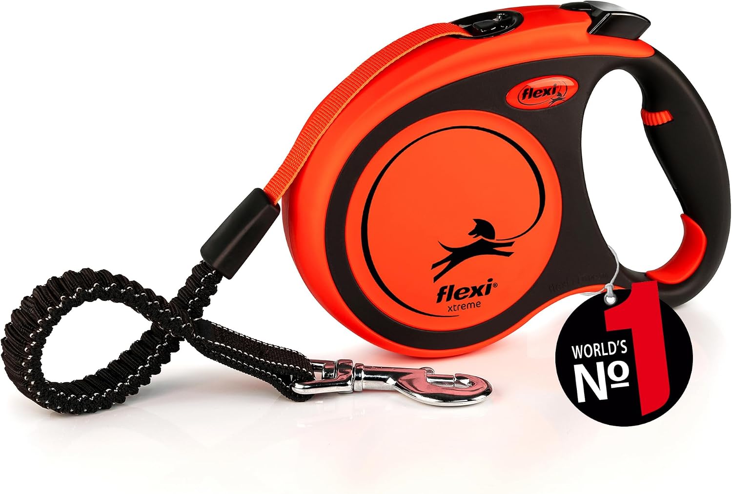flexi Xtreme L Gurt-Rollleine 8 m fuer Hunde bis schwarz/orange 3m-8m