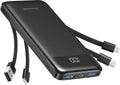 Charmast Powerbank 10000 mAh Slim mit LED-Display, 6 Ausgaenge, USB-C