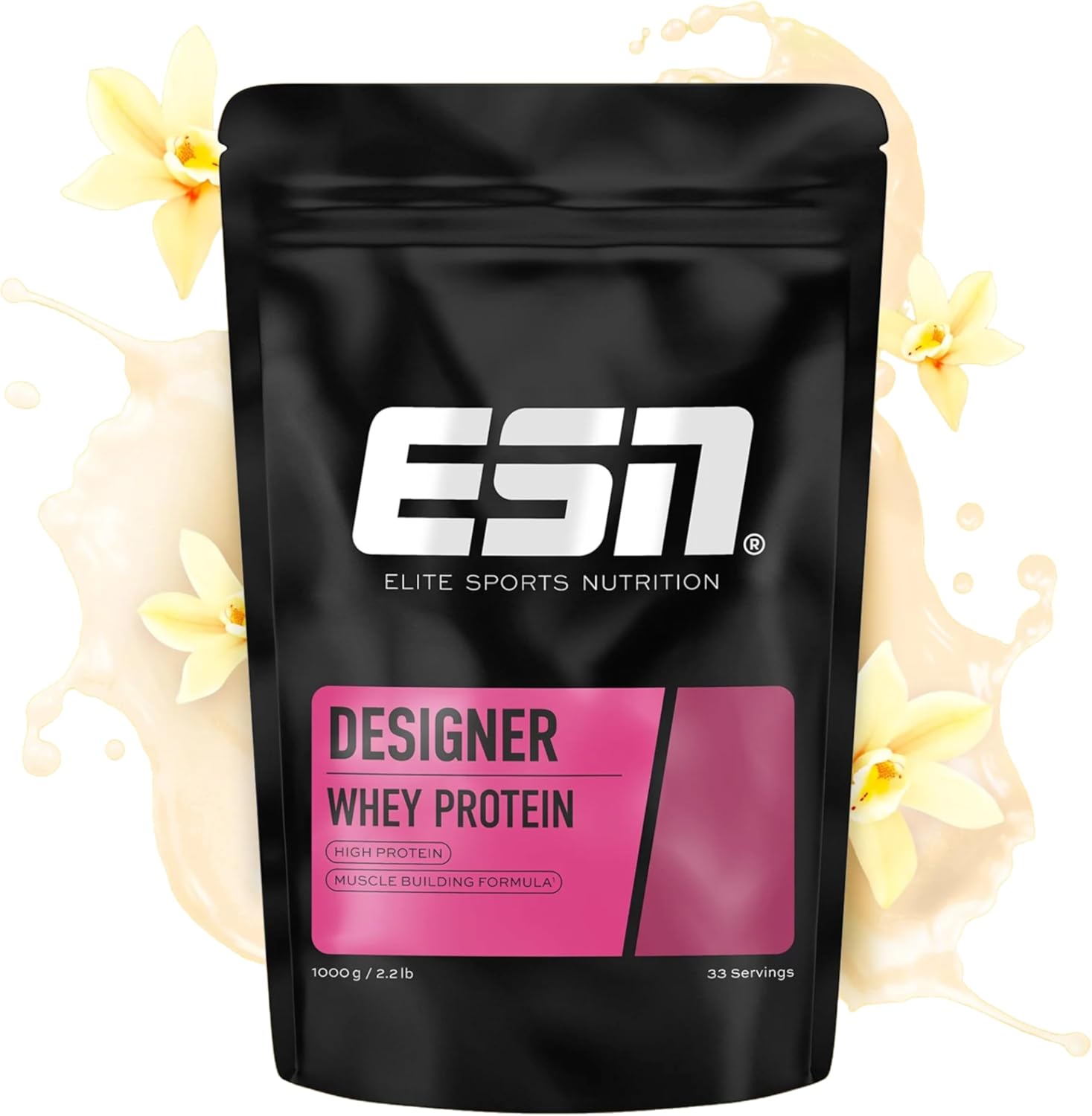 ESN Designer Whey Protein Pulver Vanille 1 kg - 23 g Protein pro Portion