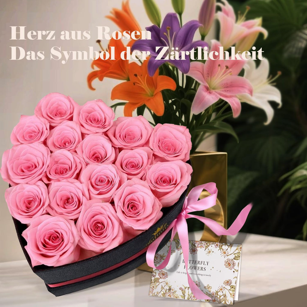 Ewige Rosen Herzbox mit roten Infinity Rosen Geschenk zu Valentinstag Hochzeit