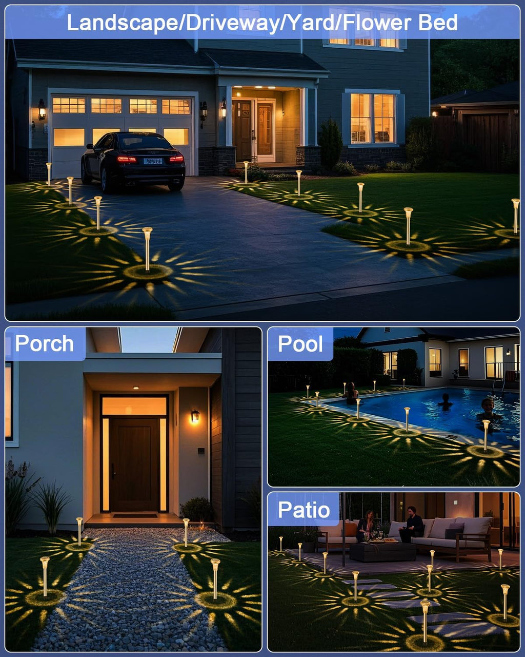 6er Set Solarleuchten Garten Edelstahl IP65 Warmweiss LED Aussen Wegleuchten