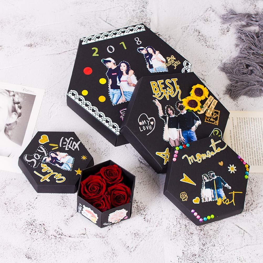 Explosion Box Geschenk mit Fotoalbum Scrapbook fuer Geburtstag und Hochzeit