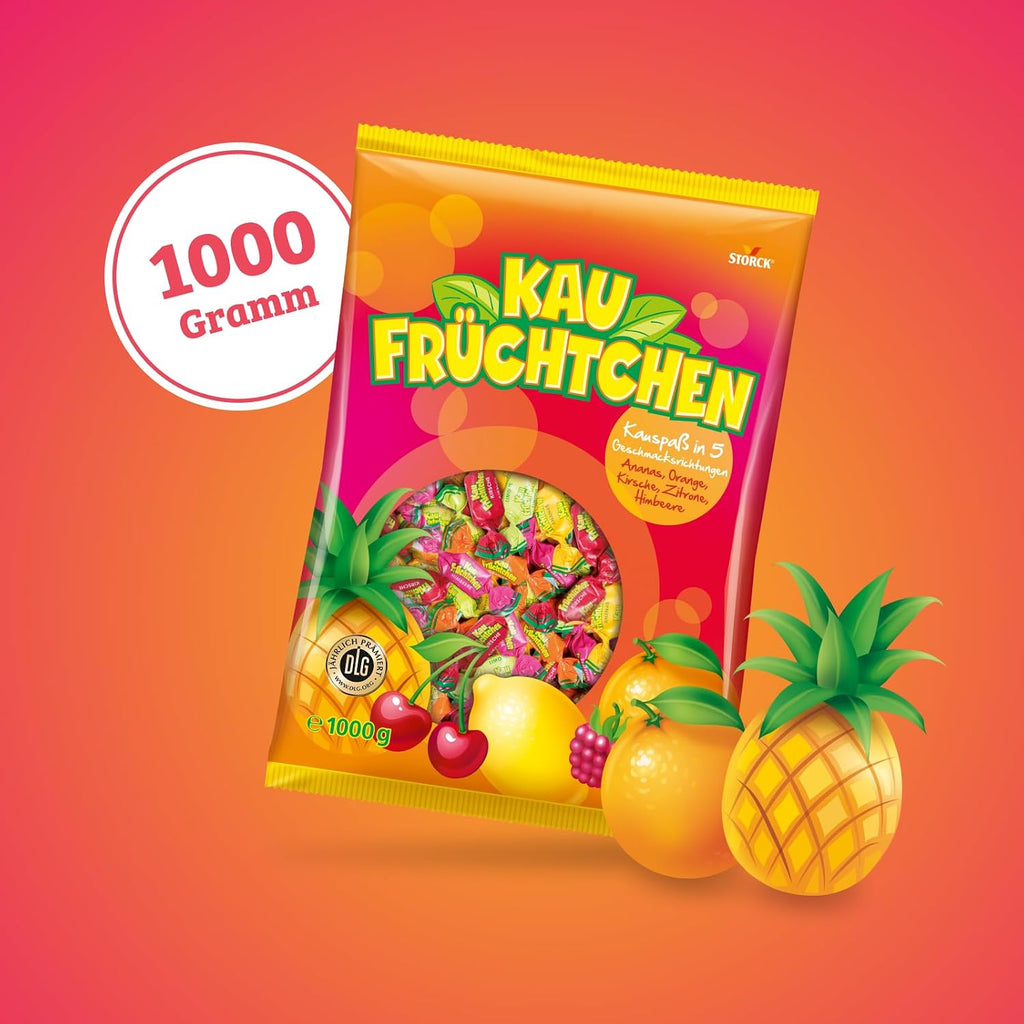 Kaufruechtchen Kaubonbons 1000 g Mix 5 Fruchtgeschmacksrichtungen