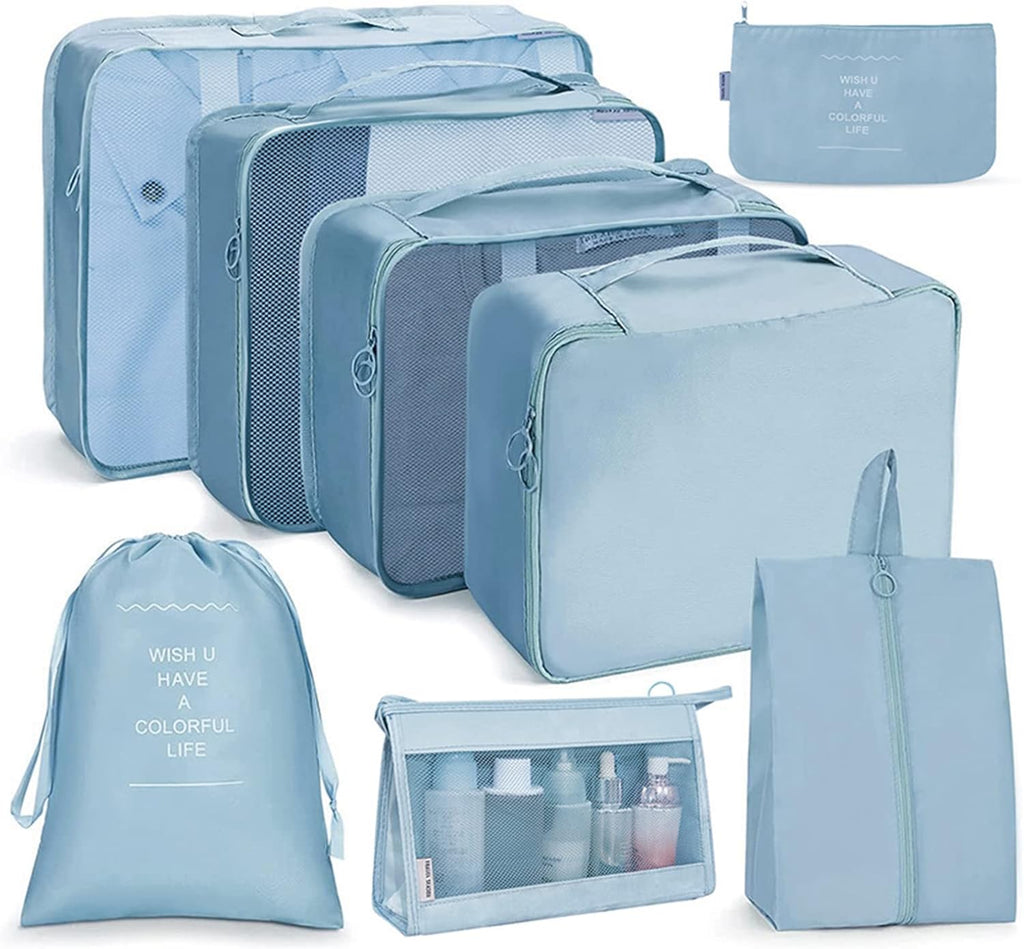 Koffer Organizer Set 8 Teile Packing Cubes Reise Packtaschen Beige