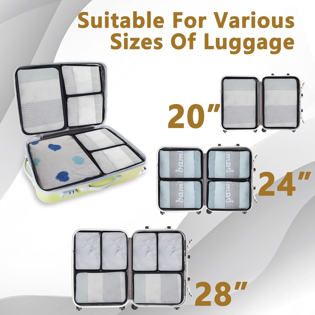 Koffer Organizer Set 12 Stueck Packwuerfel Reise Gepaeck Organizer Grau