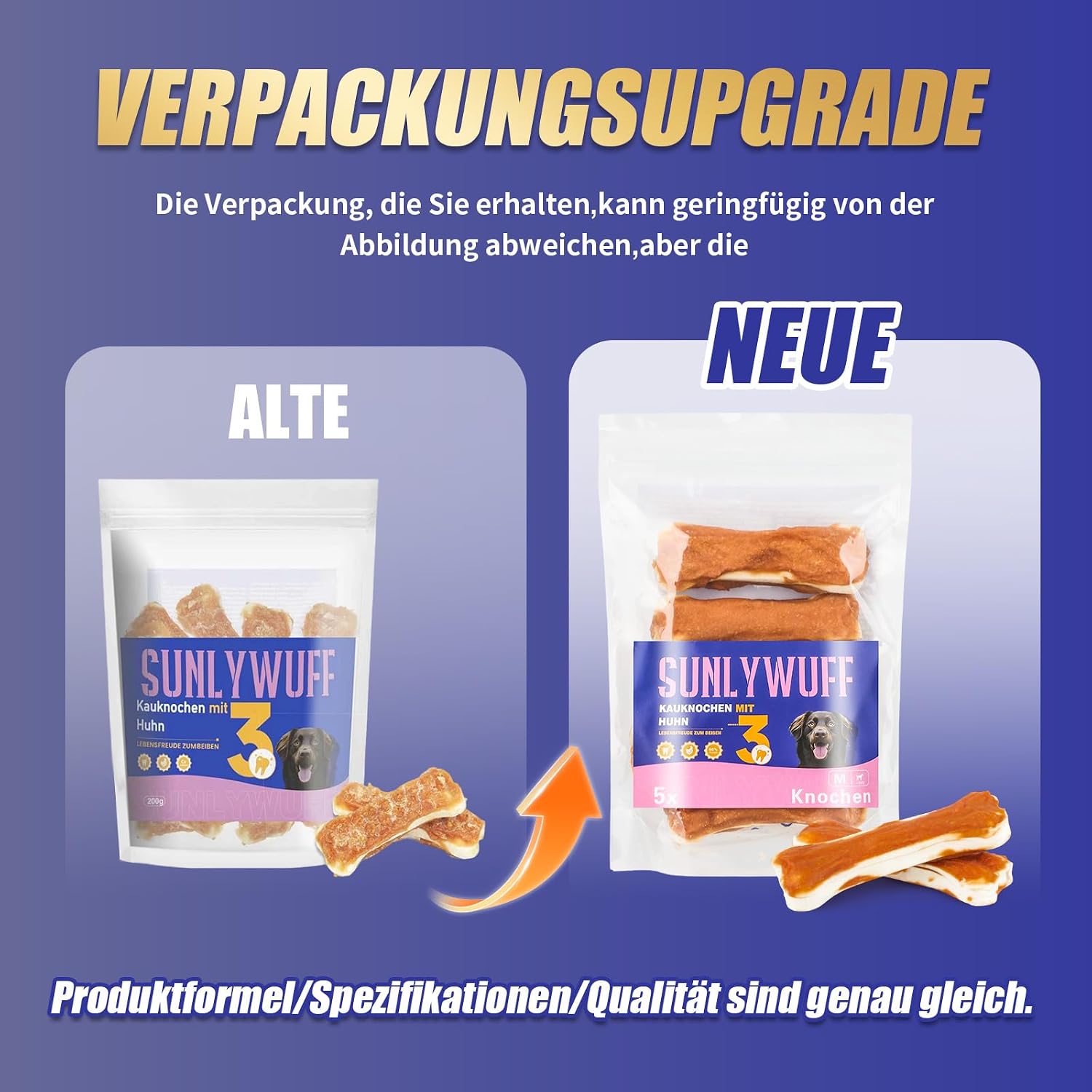 Kauknochen Hund Huhn 5x10 cm Zahnpflege Kaustangen Rinderhaut 60% Protein