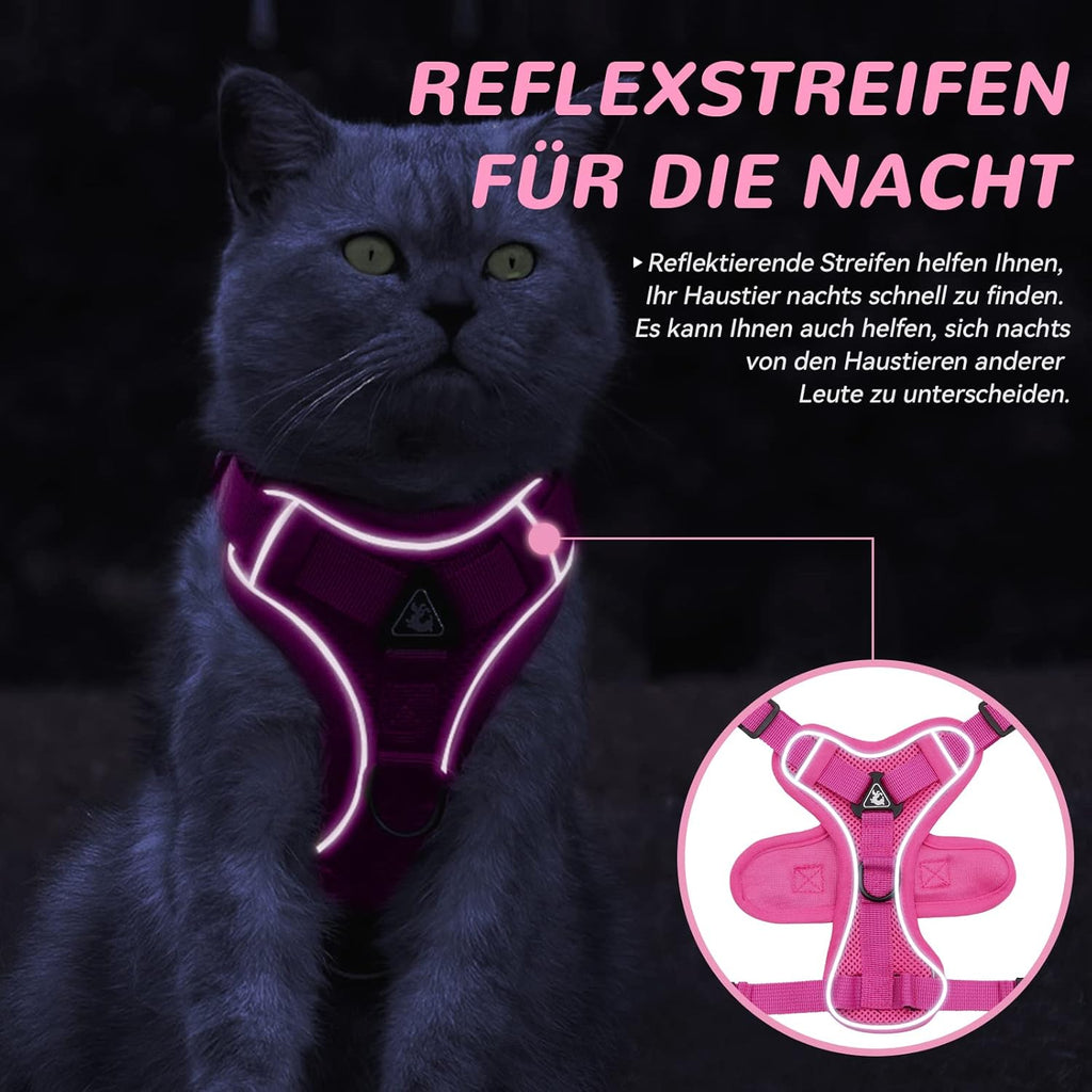 Katzengeschirr ausbruchsicher verstellbar mit Leine Gr. XS-L Blau