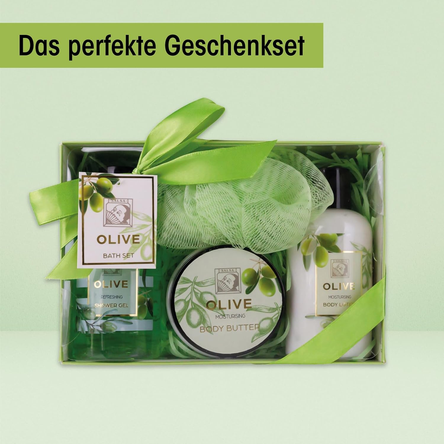 Accentra Duschset Olive 4-teilig Damen Geschenkbox Wellnesspflege