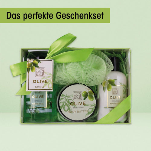 Accentra Duschset Olive 4-teilig Damen Geschenkbox Wellnesspflege