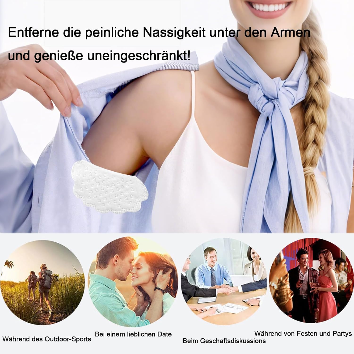 50er Pack Achselpads gross selbstklebend Antitranspirant gegen Schweissflecken