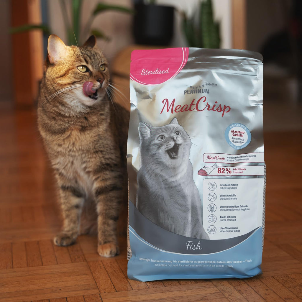 Katzen Trockenfutter Sterilisiert 82% Fisch 1,5kg MeatCrisp PLATINUM