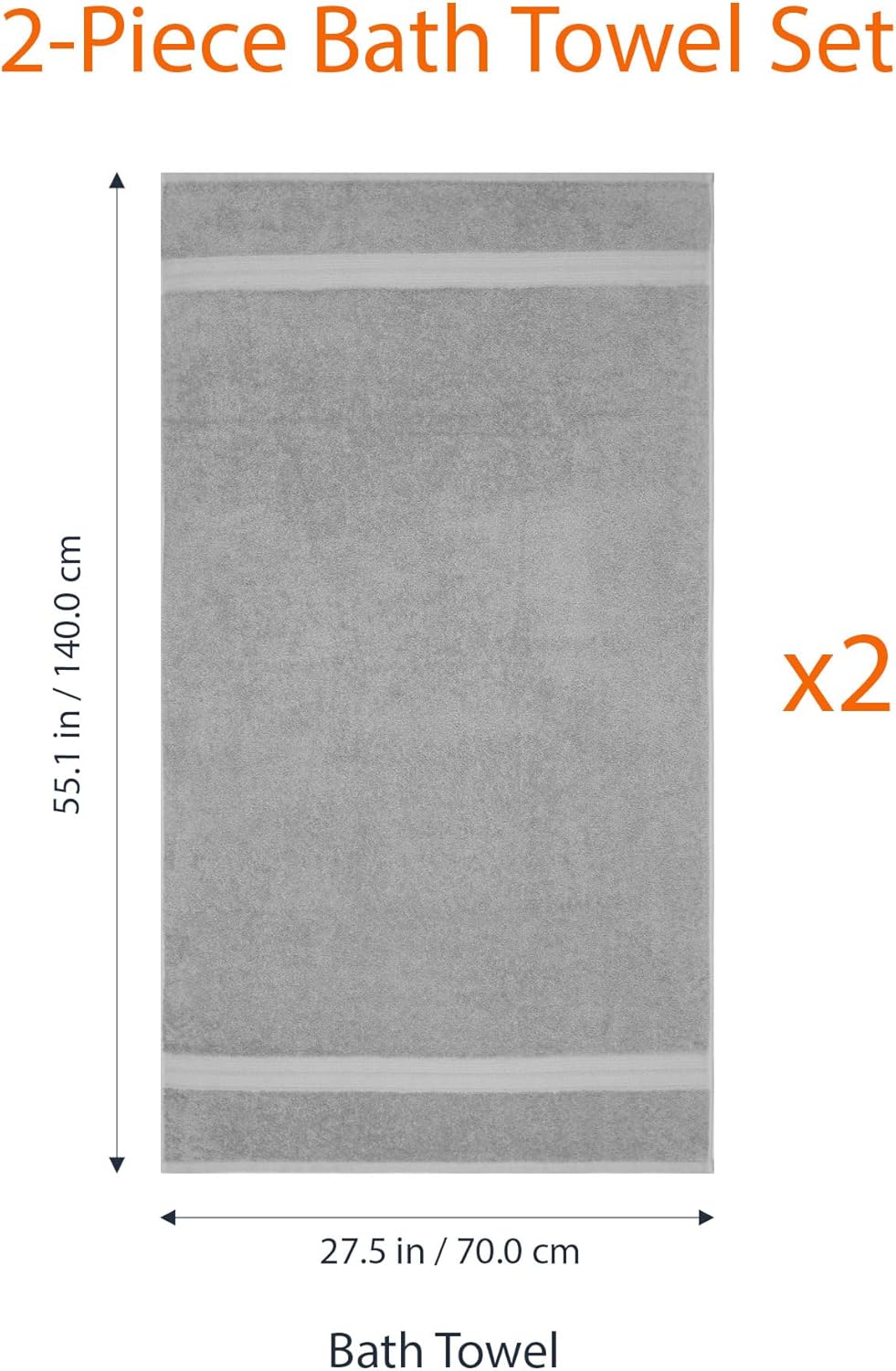 Badetuecher 2er Set 70x140 cm Baumwolle Schwarz