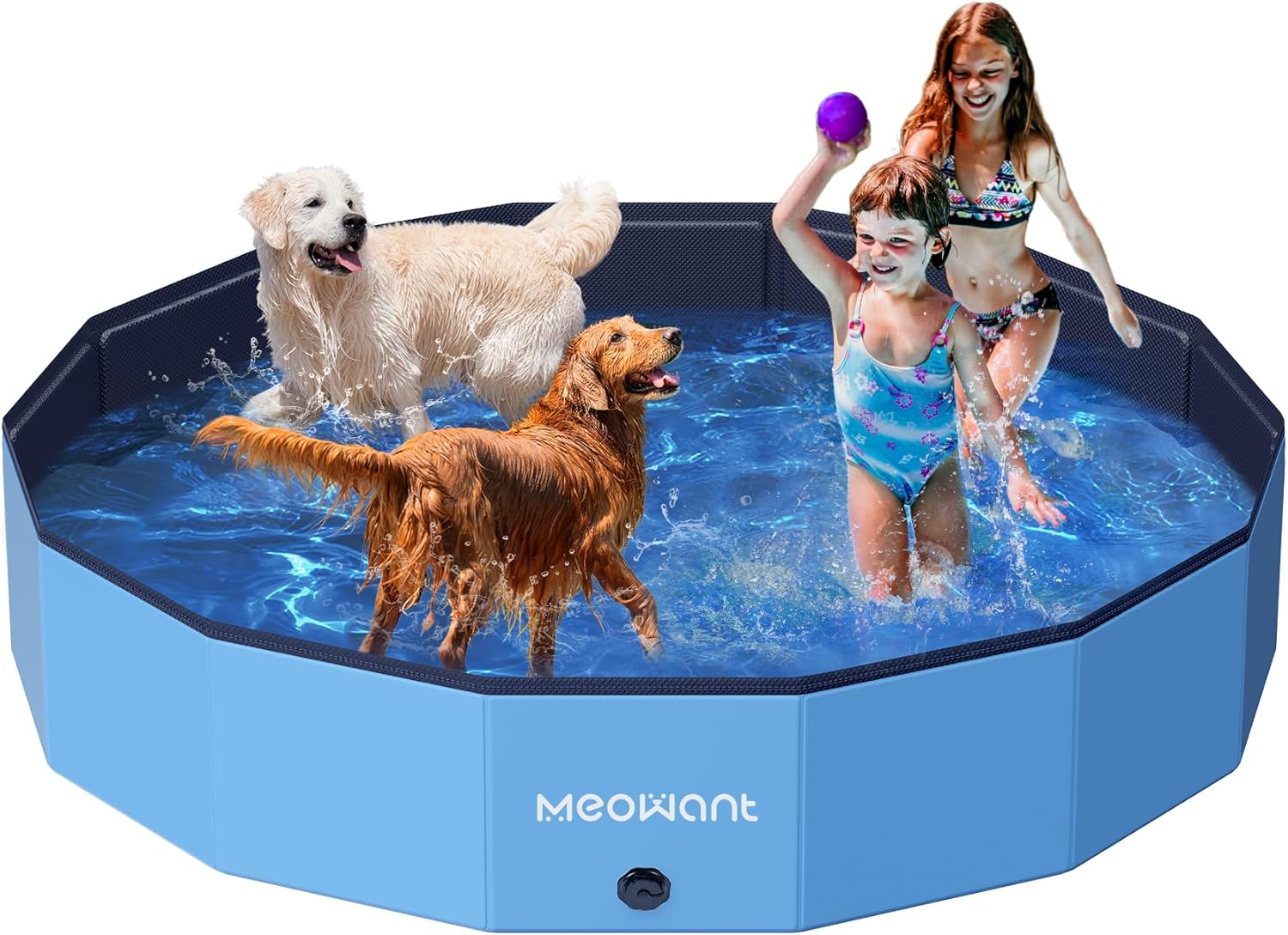 Meowant Hundepool faltbar 220x40 cm PVC extra gross rutschfest 30cm-40cm
