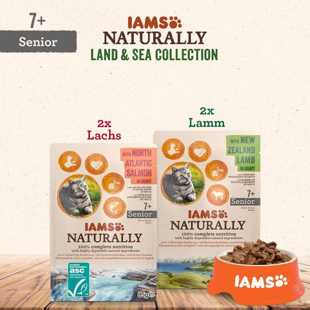 IAMS Naturally Senior Katzenfutter Nass Land & Sea Collection 12x85g