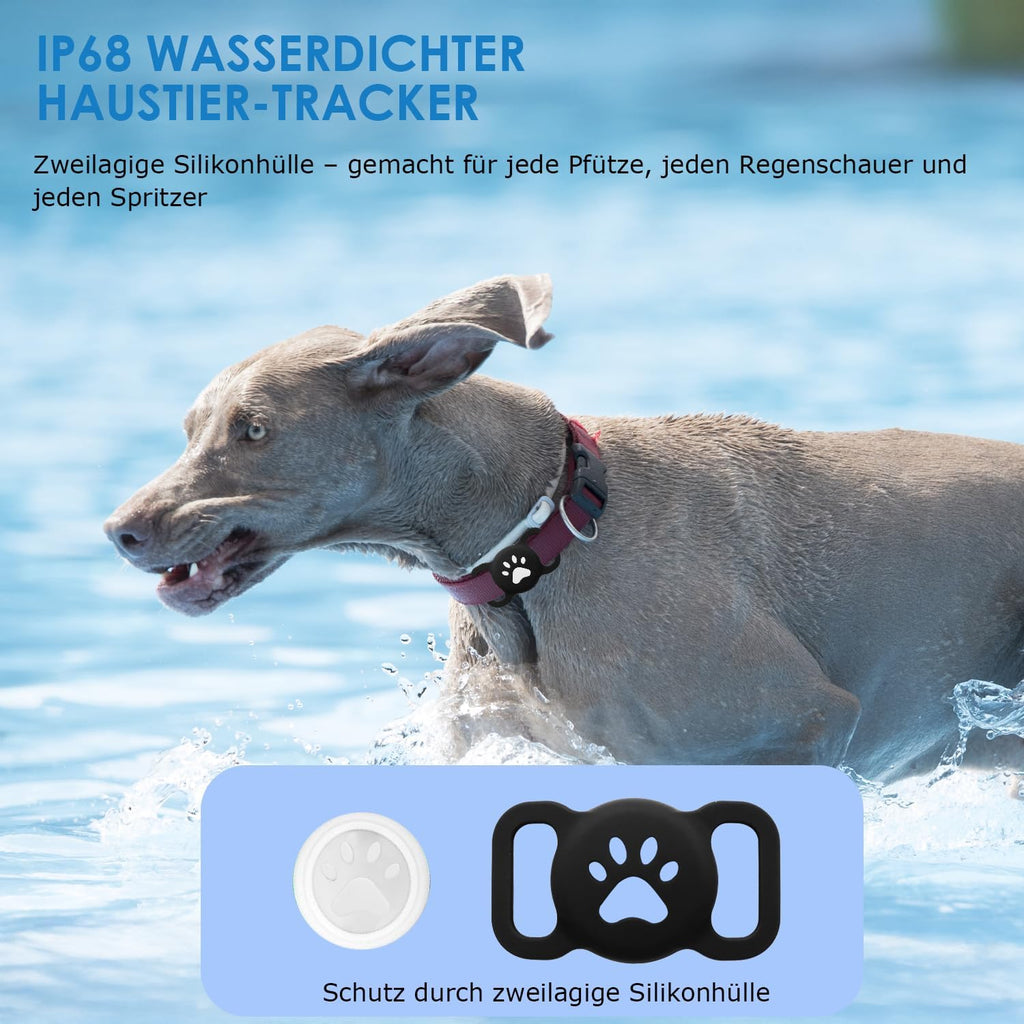 Bluetooth Haustier Tracker mit Halsbandhuelle IP68 wasserdicht fuer Android