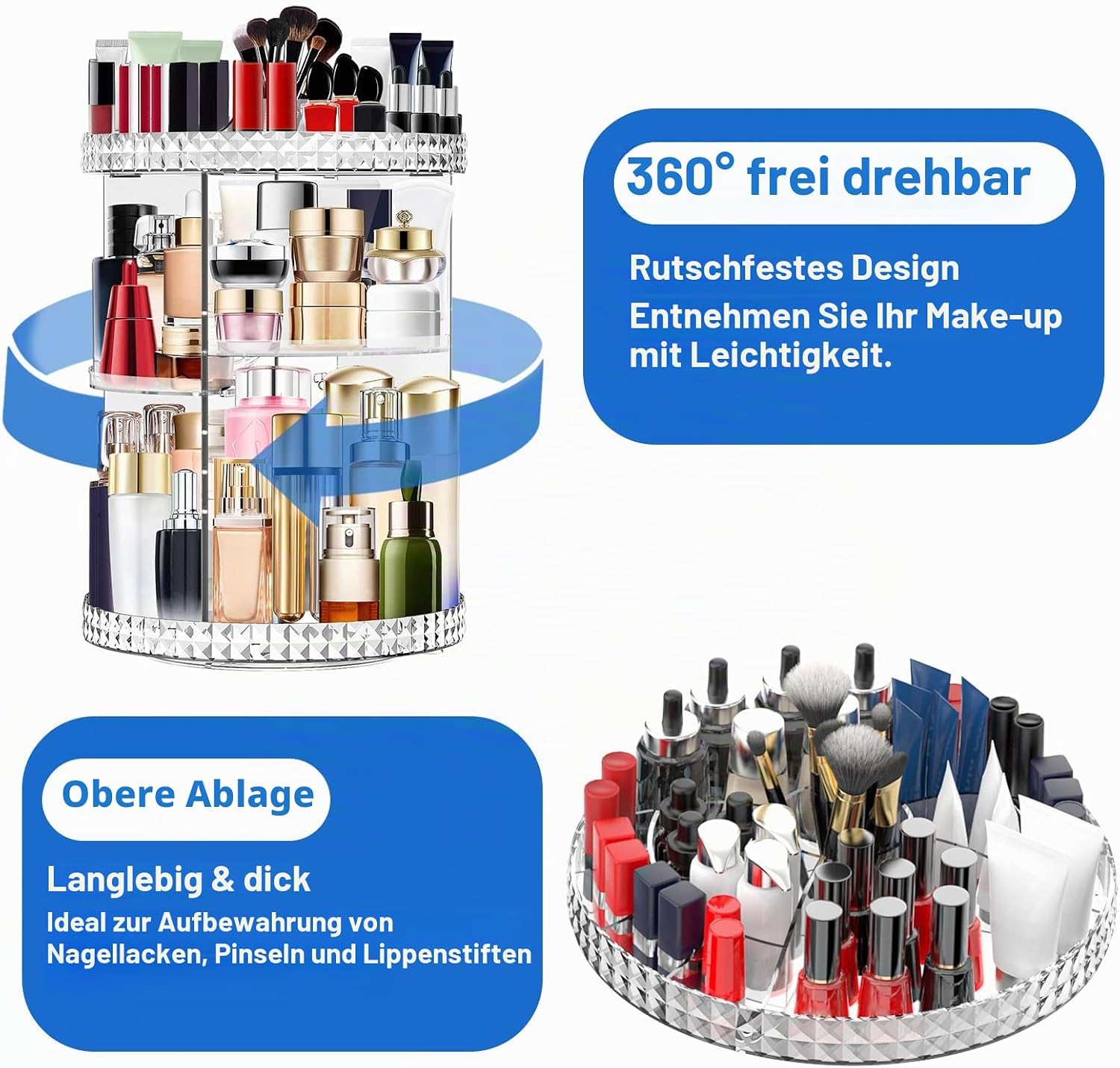 MOKANI 360° drehbarer Kosmetik Organizer, 6 verstellbare Ebenen, gross