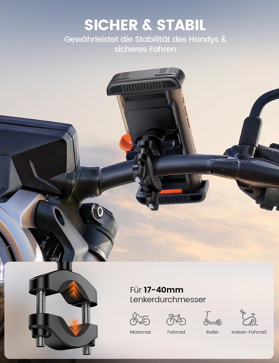 Handyhalterung Fahrrad Lenker 6-7 Zoll Schnellverschluss Universal