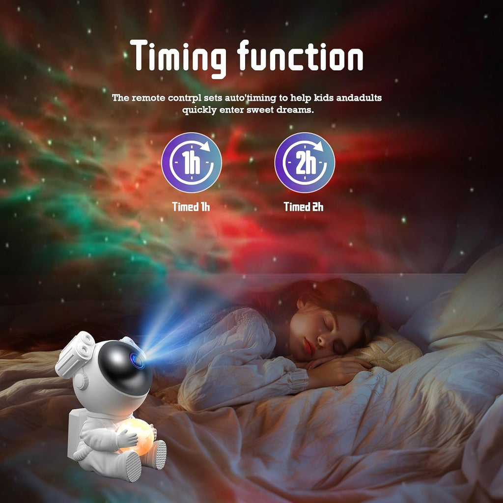 Sternenhimmel Projektor mit Mondlampe LED Astronaut Nachtlicht mit Fernbedienung