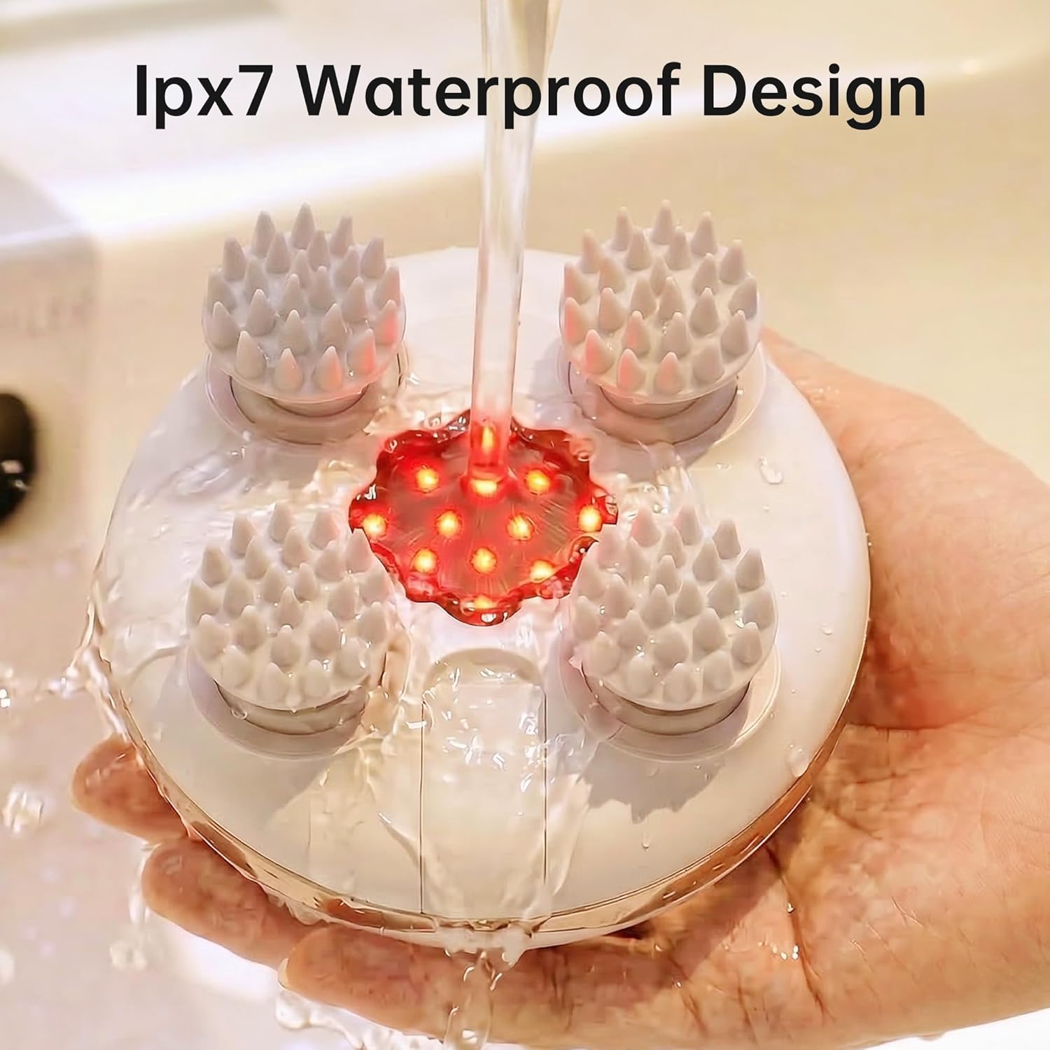 COMFIER Kopfmassagegeraet elektrisch IPX7 wasserdicht 8 Koepfe gold
