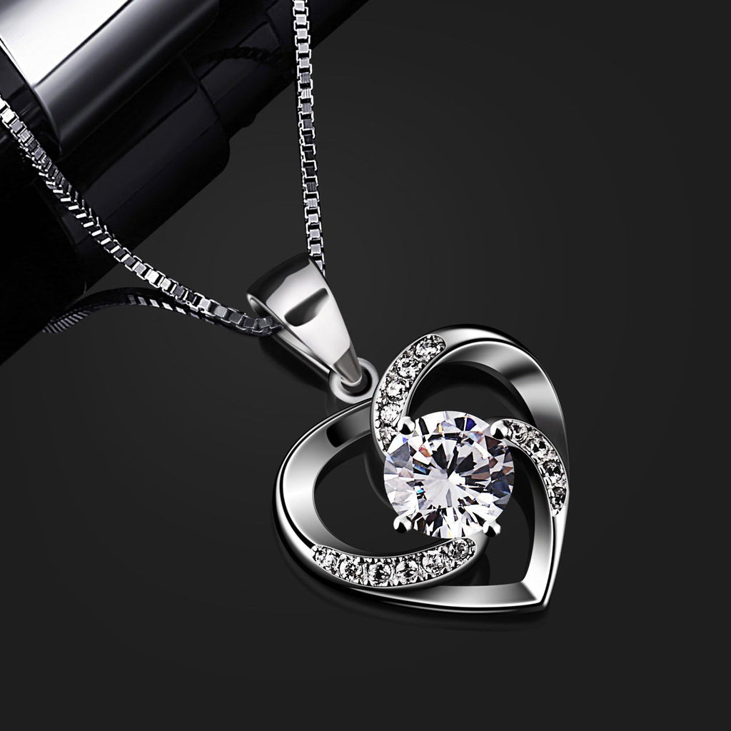 Halskette Damen Silber 925 Herzanhaenger 45 cm Schmuck Geschenk fuer Frauen