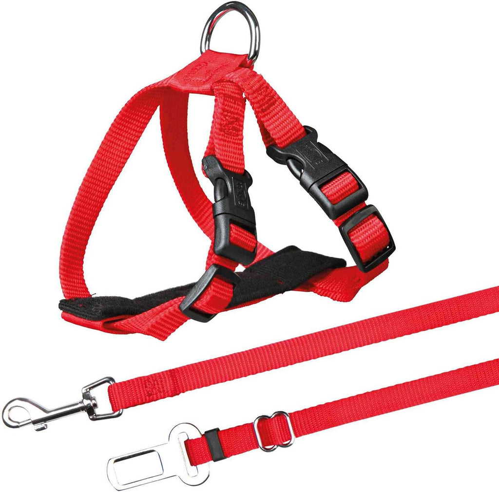 Sicherheitsgurt fuer Katze 20-50 cm verstellbar Rot Gurtsystem