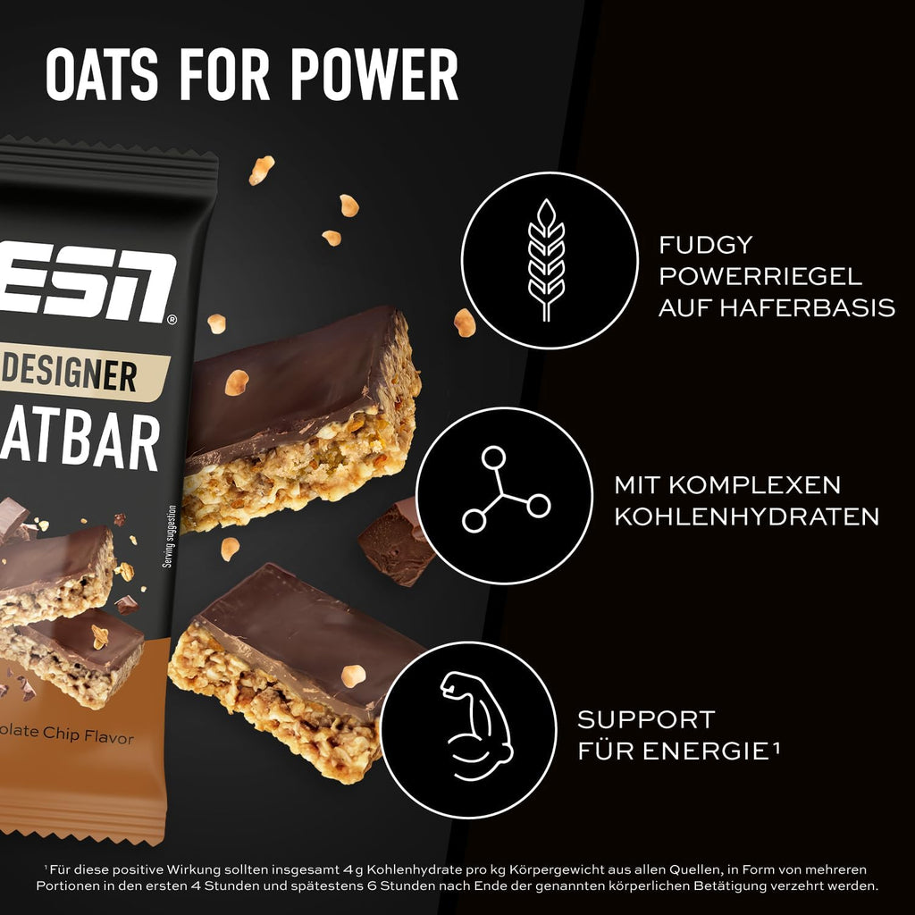 ESN Designer Oat Bar 12 x 100 g Schoko Chip Hafer Riegel verschiedene Sorten