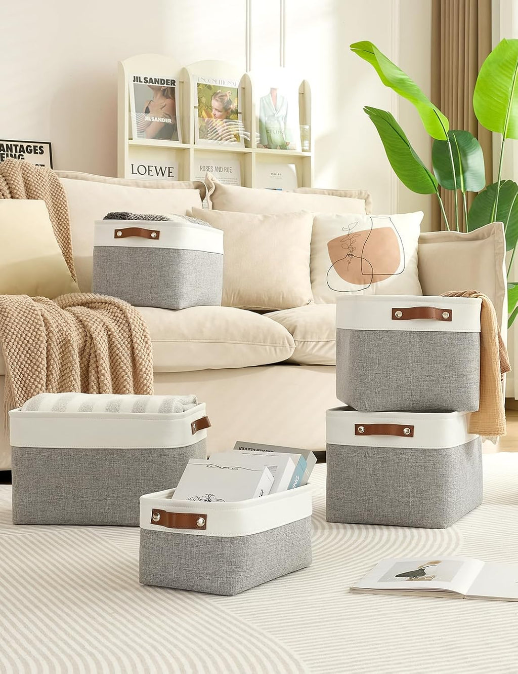 Aufbewahrungsboxen Stoff 4er Set mit Griff 30×20×15 cm faltbar