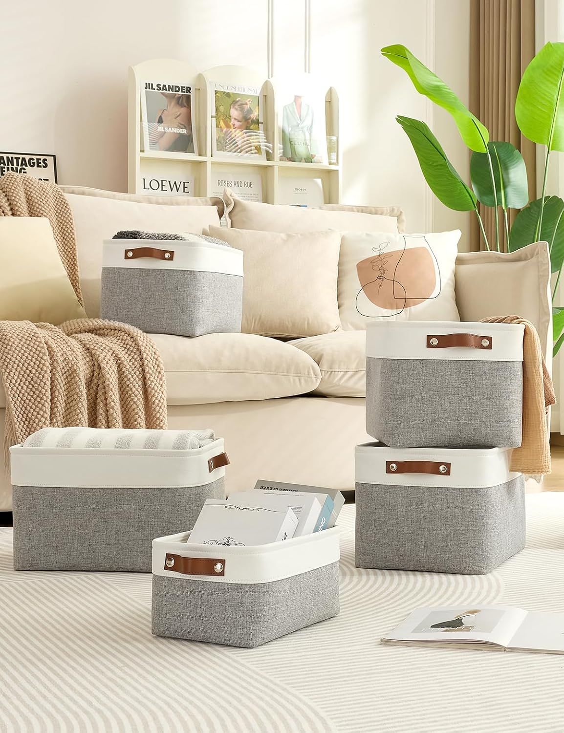 Aufbewahrungsboxen Stoff 4er Set mit Griff 30×20×15 cm faltbar