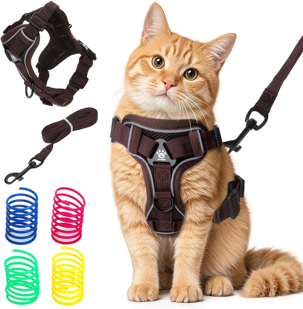 Katzengeschirr ausbruchsicher reflektierend mit Leine und Spielzeug