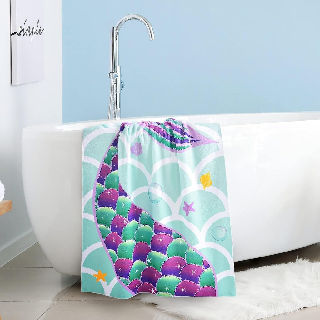 WERNNSAI Kinder Strandtuch 76x150 cm Mikrofaser sandfrei, saugfaehig