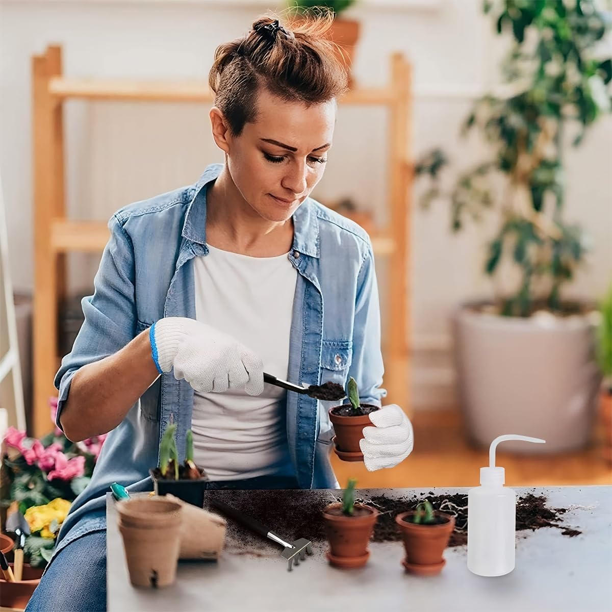 Bonsai Werkzeug Set 15-tlg. mit Umtopfmatte & Tasche, Gartenwerkzeug Schwarz