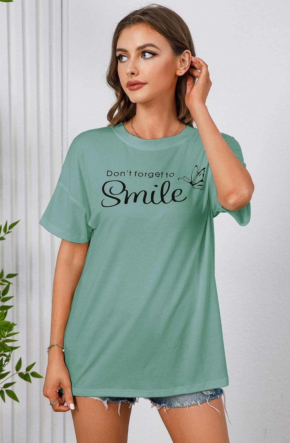 Damen Oversized T‑Shirt Baumwolle kurz-/langarm locker Tunika S-XXL