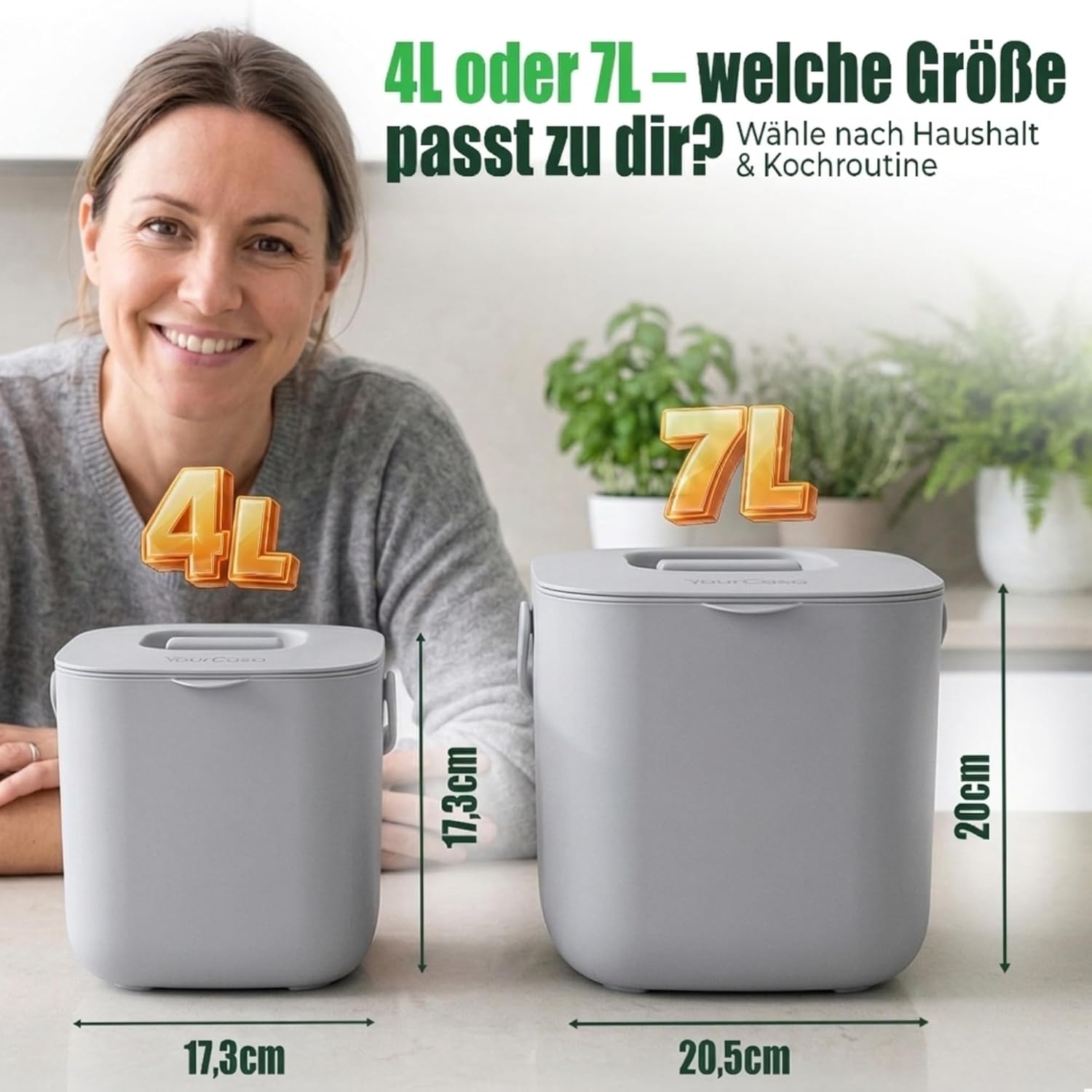 Komposteimer Kueche mit Deckel Biomuelleimer Geruchsdichter Behaelter