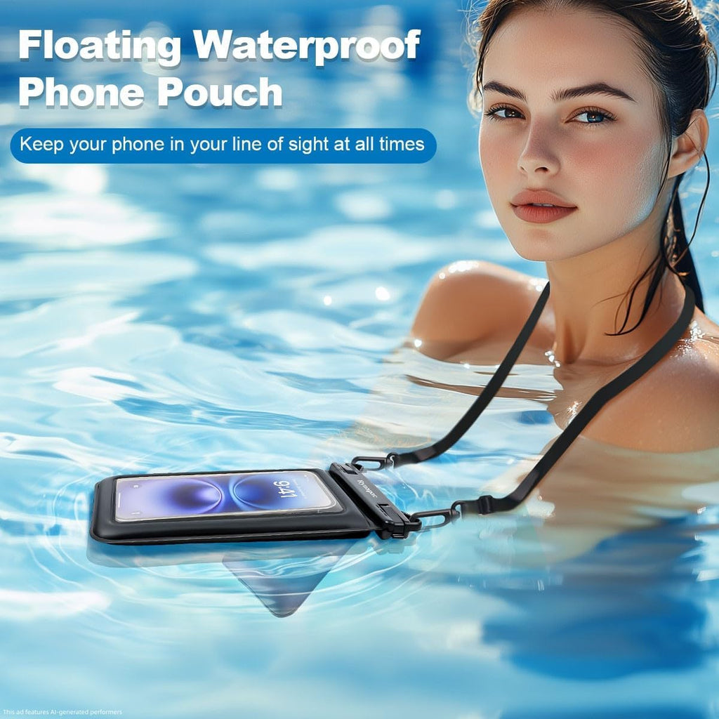 Rynapac 2er Set wasserdichte Handyhuelle IPX8 bis 8,5 Zoll mit Umhaengeband