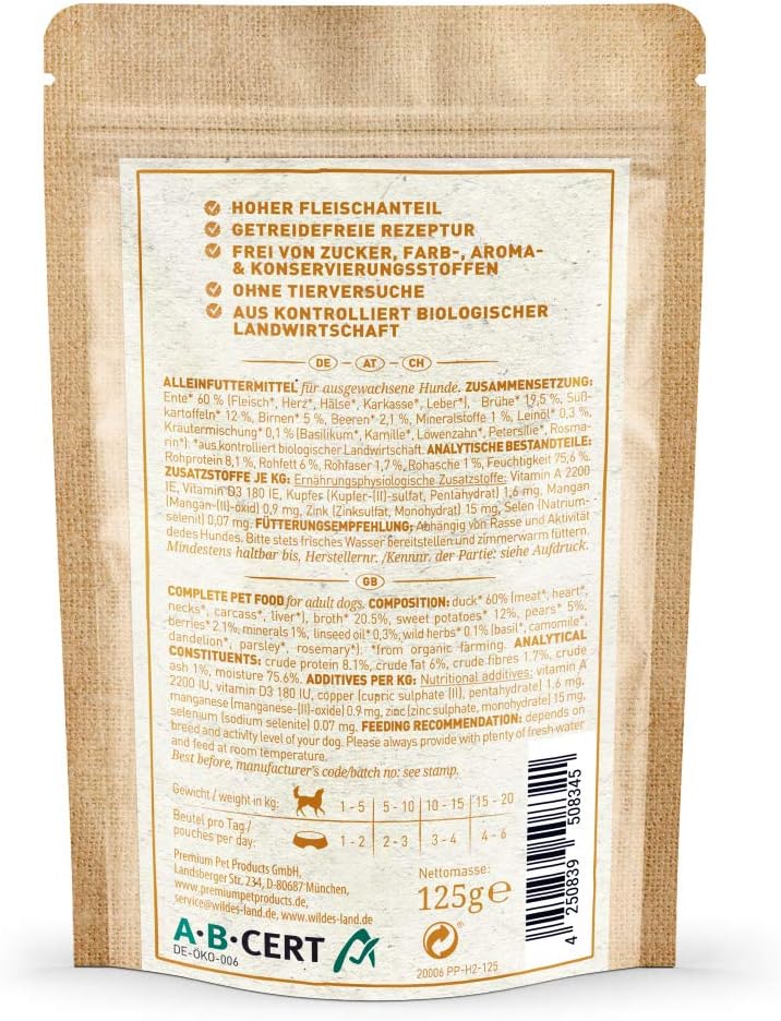 WILDES LAND Ente Nassfutter 12x400g verschiedene Sorten getreidefrei