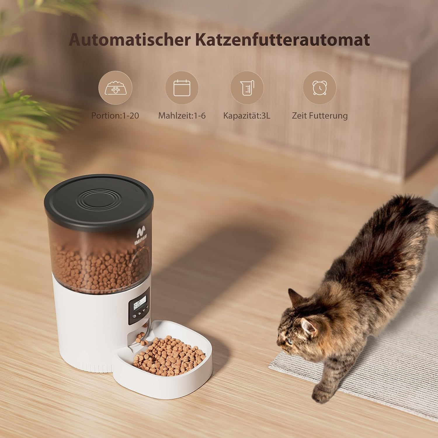 IMIPAW Futterautomat Katze, WiFi, APP-Steuerung, Mahlzeiten