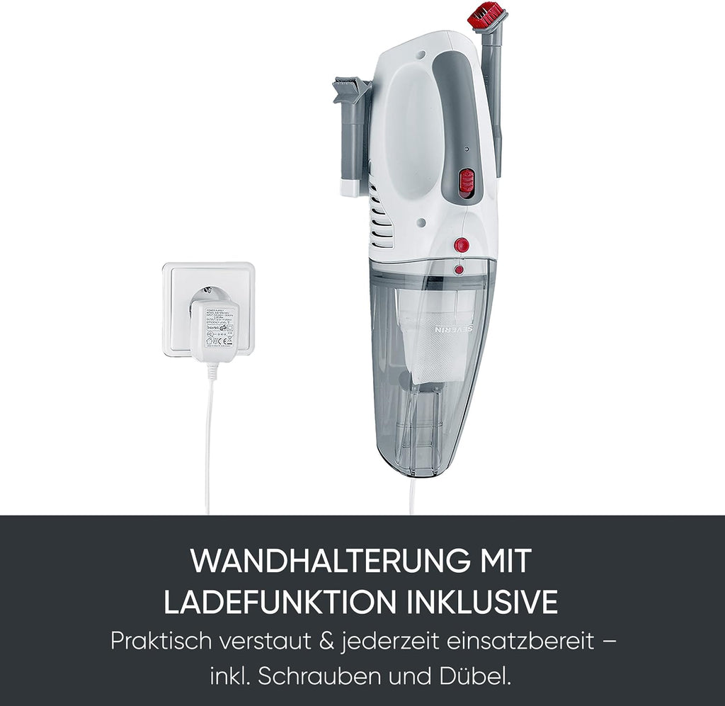 SEVERIN Akku Handstaubsauger 3‑in‑1 Nass und Trocken Weiss/Rot