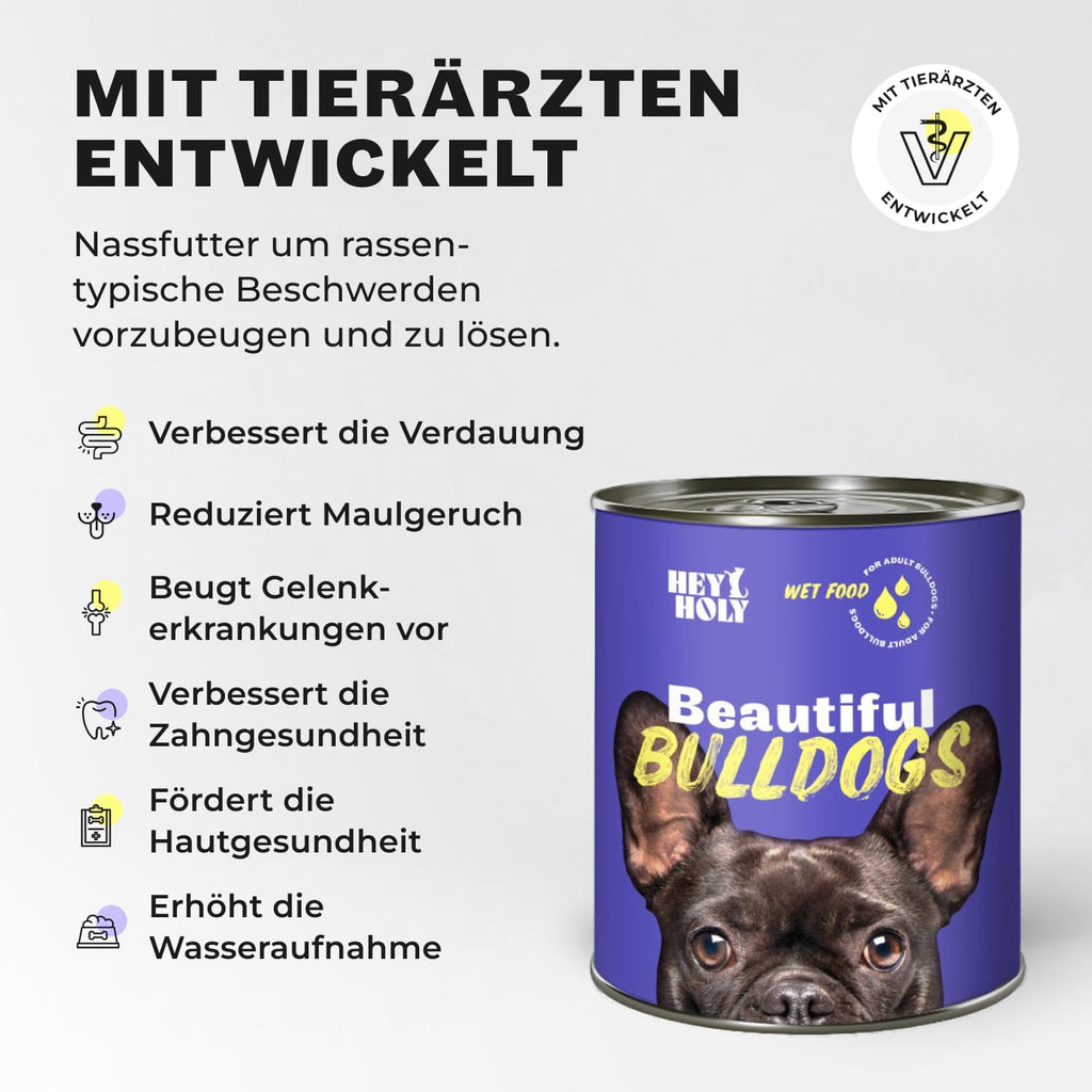HEY HOLY Nassfutter Bulldogge 6x750g Lachs hochvertraeglich natuerliche Zutaten