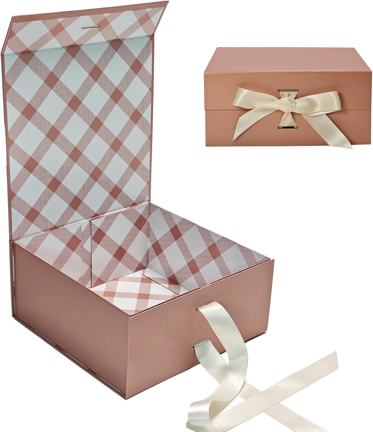 Geschenkbox Weiss 33,5×27×12,5 cm mit Magnetdeckel und Schleife