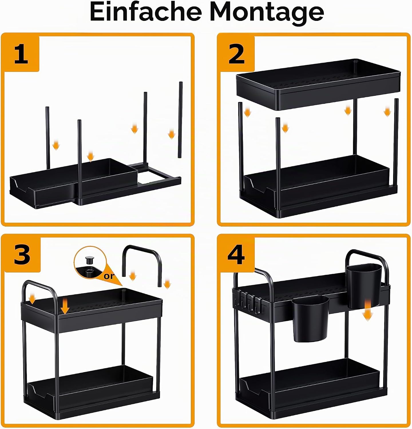 Unterwaschbecken Organizer 2 Etagen Kuechenregal Schwarz