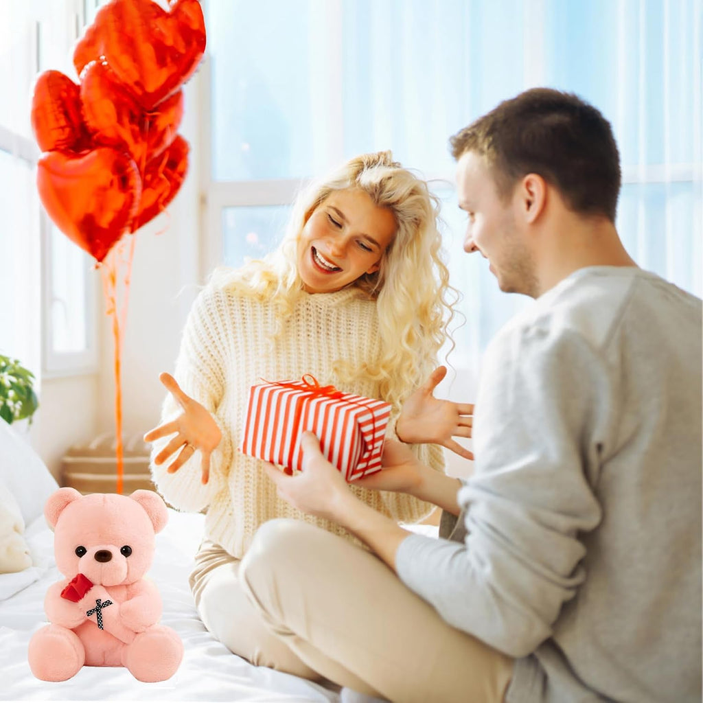 Teddybaer mit Rose Kuscheltier Geschenk fuer Freundin Valentine Baer