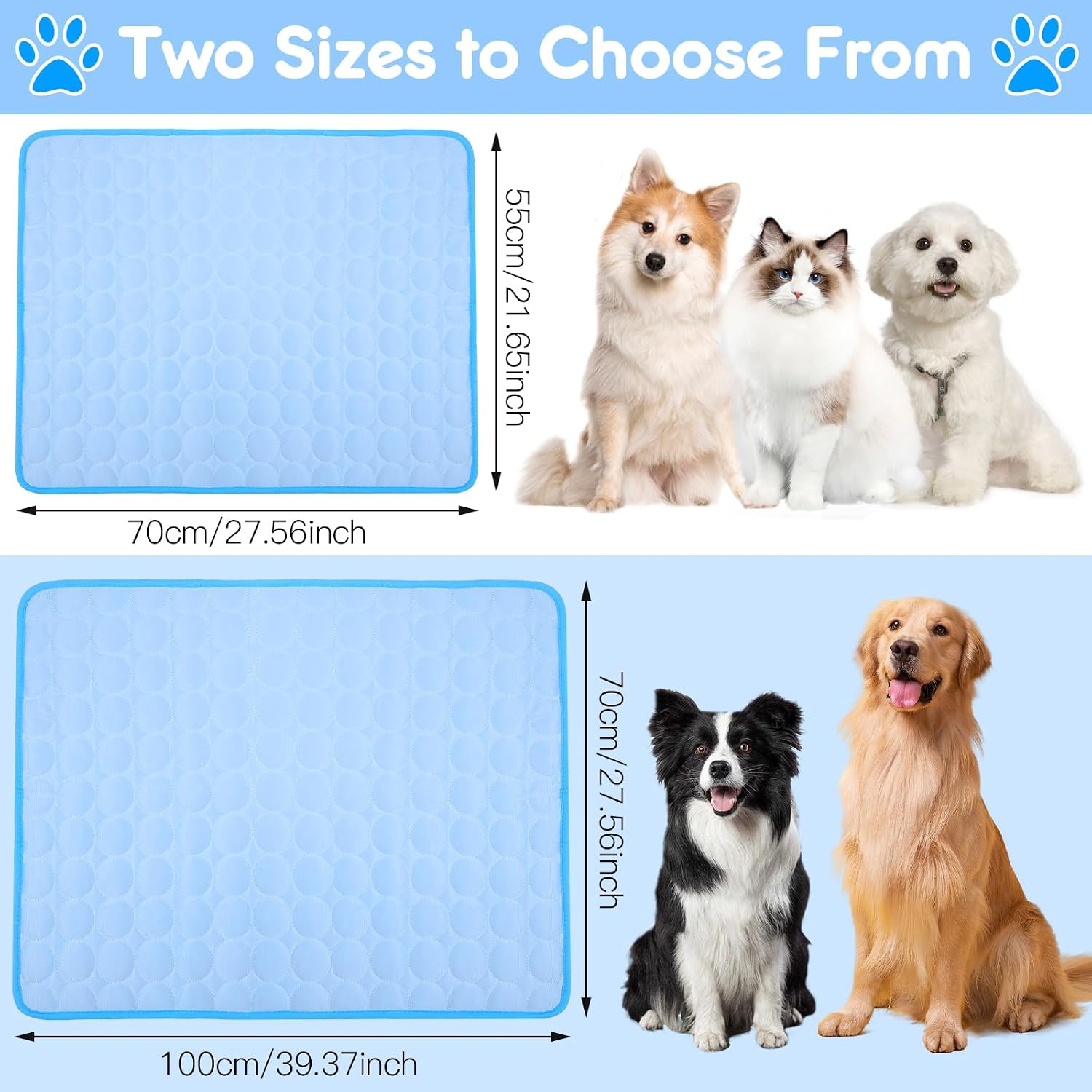 Aitsite Kuehlmatte Hund Katze 55x70 cm waschbar selbstkuehlend Grau 1cm-100cm